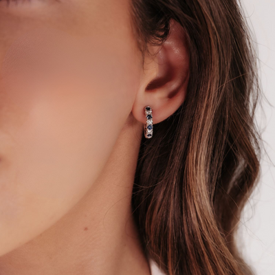 0.40CT Sapphire & Diamond Huggie Earrings