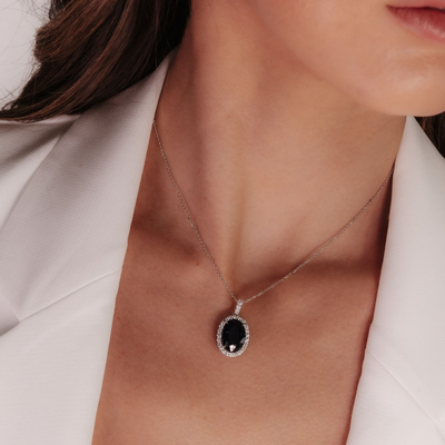 8.14CT Kyanite Oval & Diamond Halo Pendant