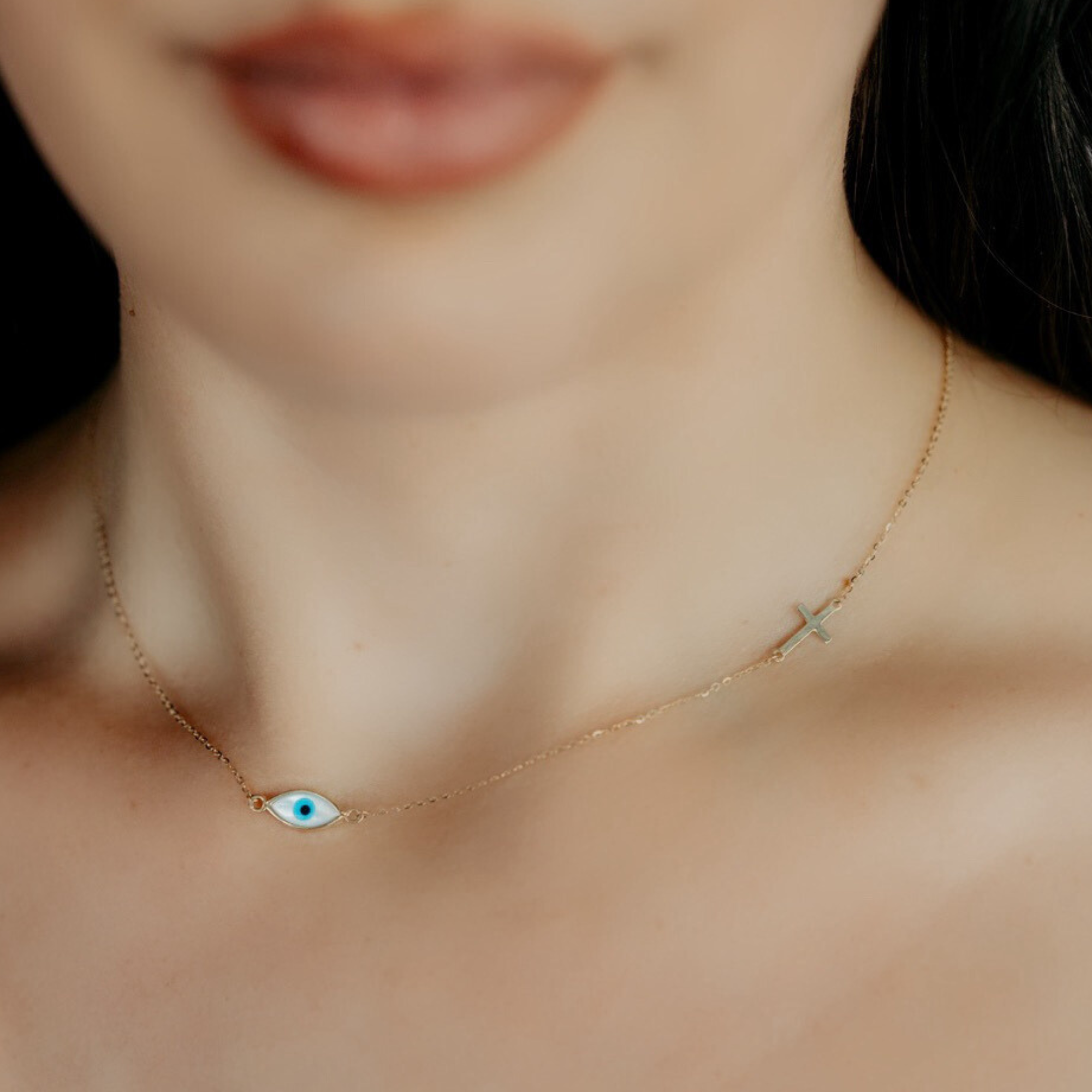 evil eye and cross necklace
