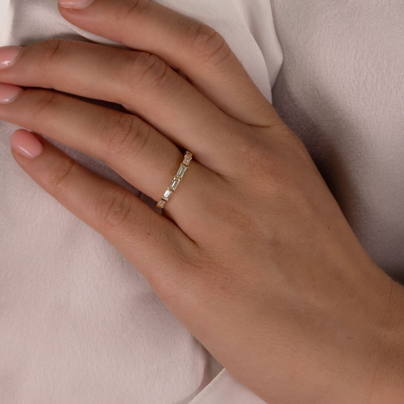 1/2 Bar Set East West Baguette Diamond Ring