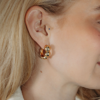 Graduated Puffed Bead It Hoop Earrings