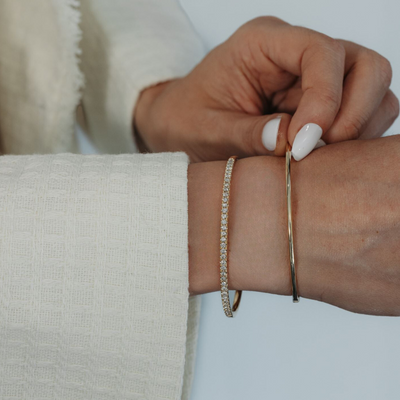 2mm Classic Solid Gold Bangle Bracelet