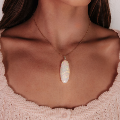 38.67CT Opal & Diamond Necklace