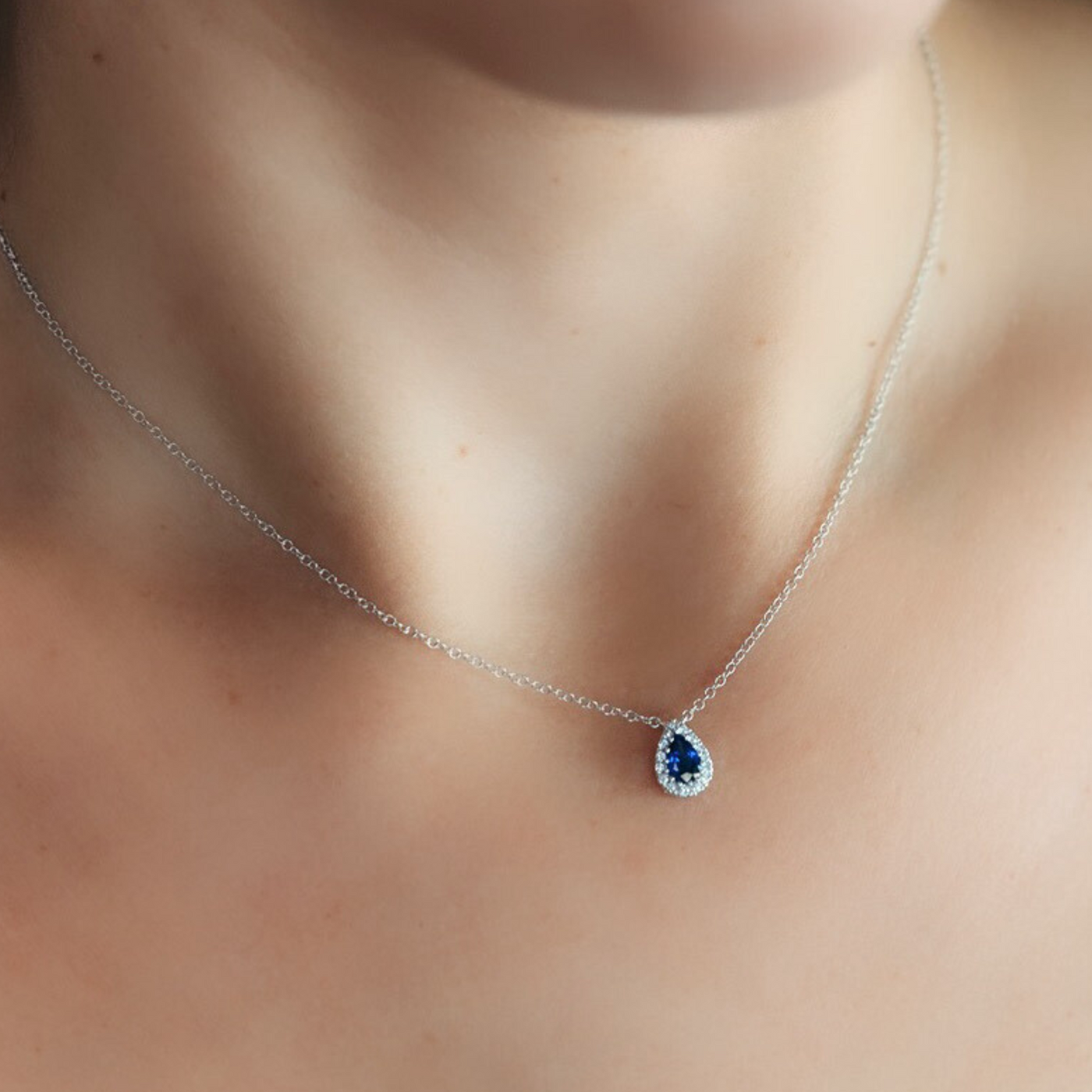 sapphire and diamond halo necklace