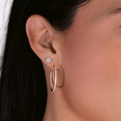 Prong Set 1.00CT 1" Hoop Earrings