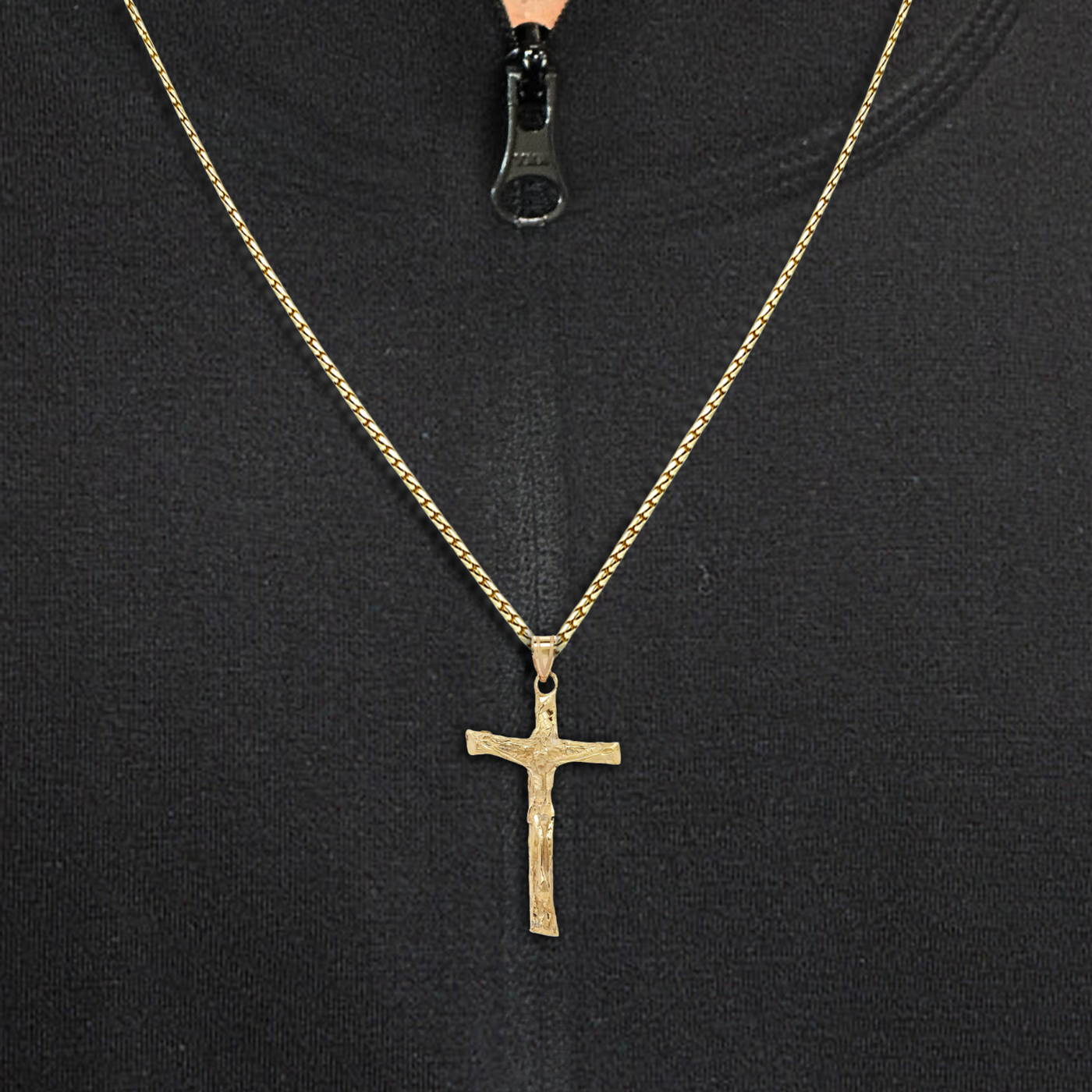 Textured Gold Crucifix Pendant