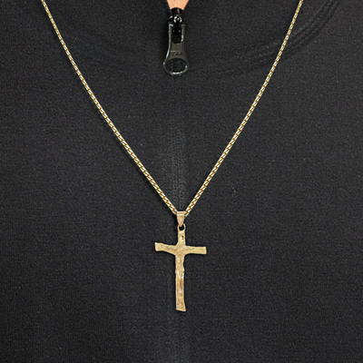 Textured Gold Crucifix Pendant
