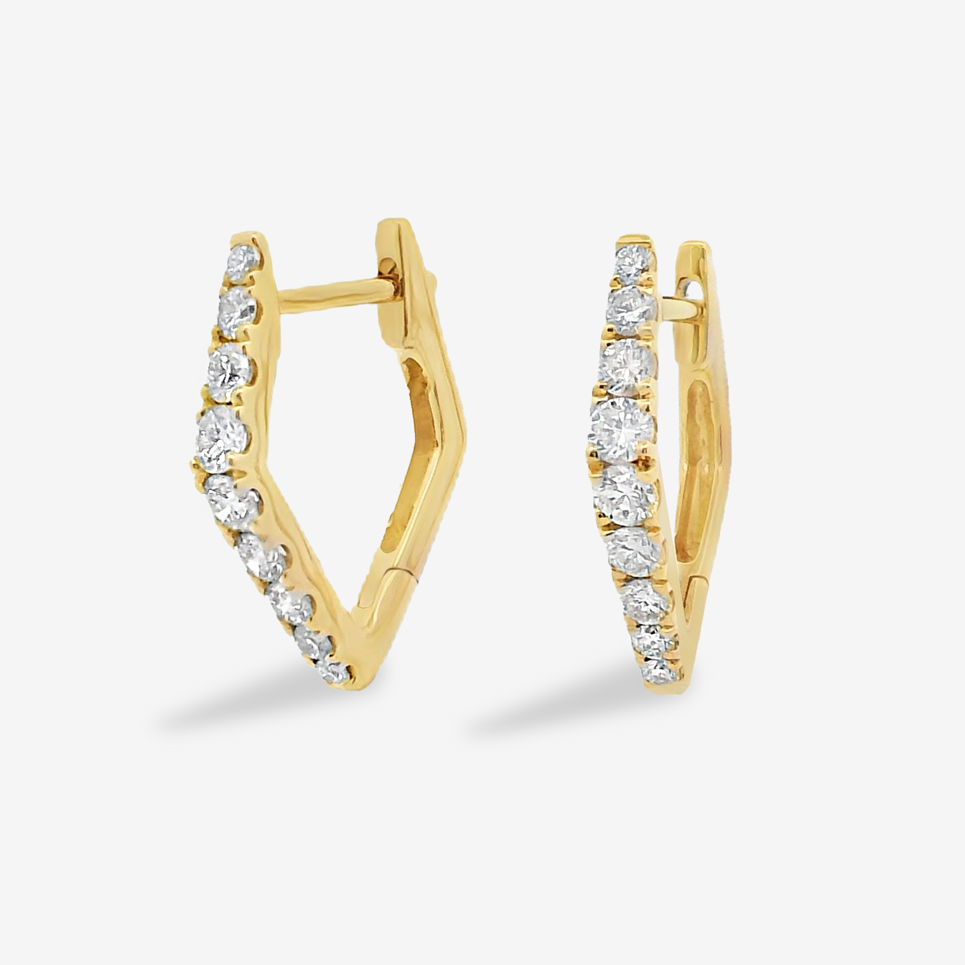 V Profile Diamond Huggie Earrings