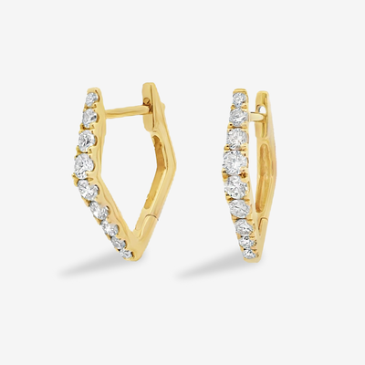 V Profile Diamond Huggie Earrings