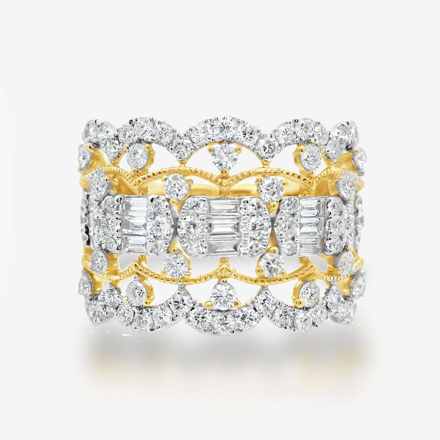 Vintage Inspired Baguette & Round Diamond Ring