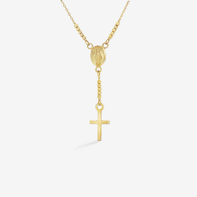 Virgin Mary & Cross Rosary Necklace