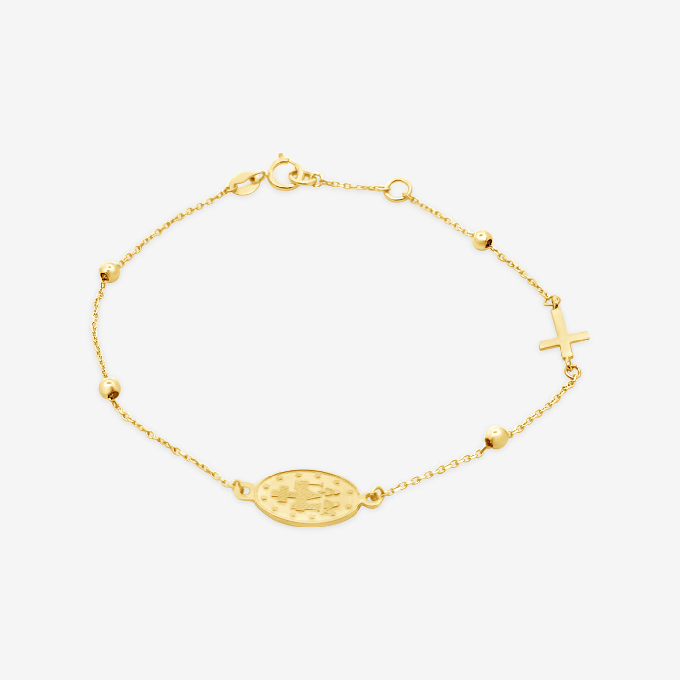 miraculous medal and cross gold bracelet Catholic orthodox