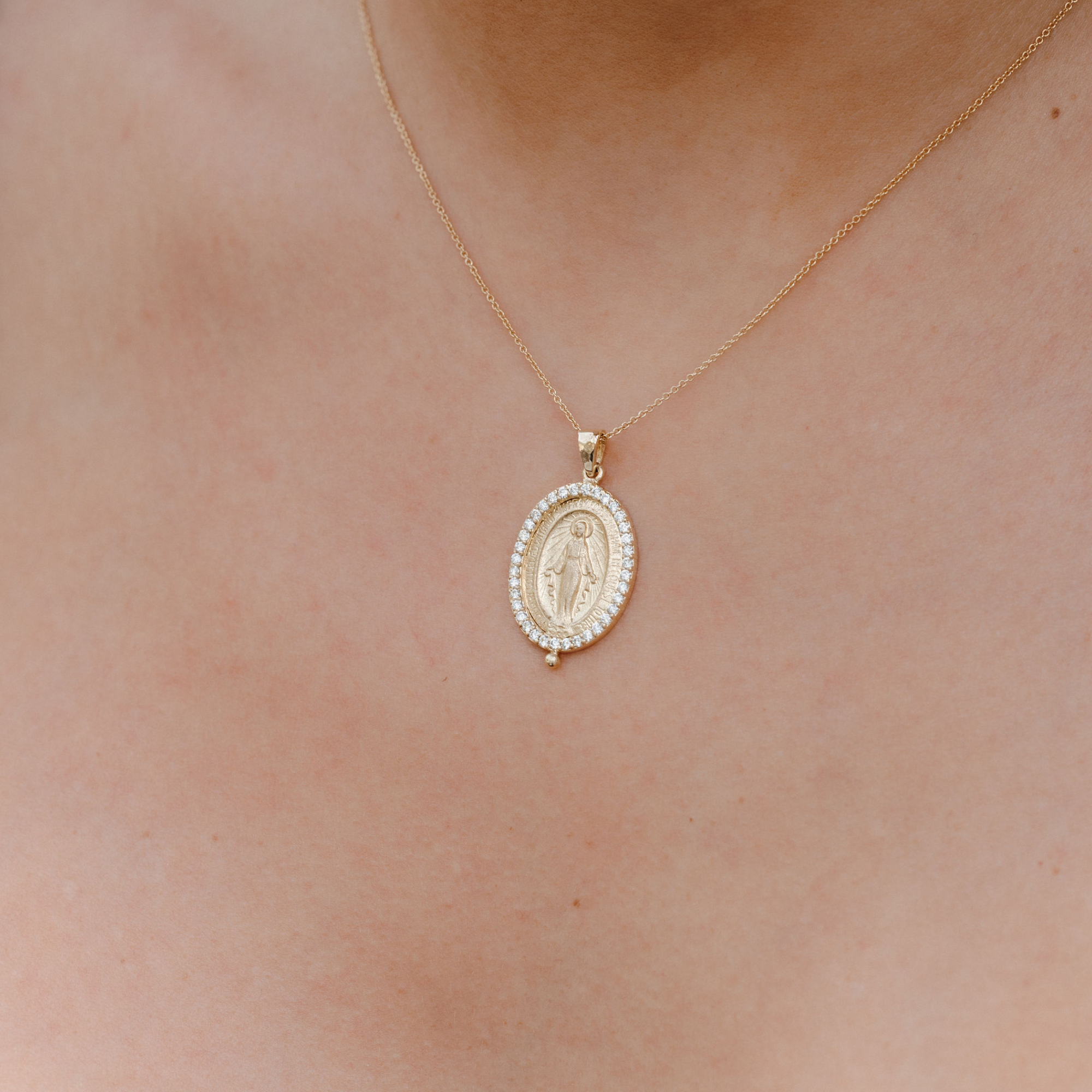 Virgin Mary Diamond Necklace