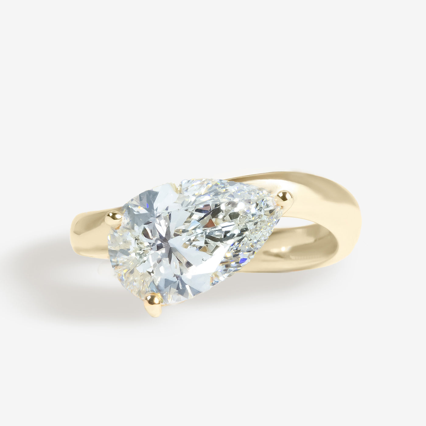 Wave Pear Engagement Ring