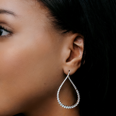 forward facing wave diamond hoop earrings