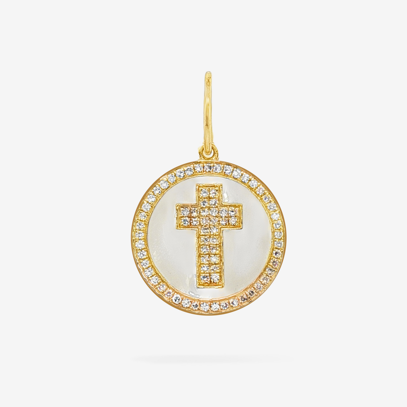 White Enamel & Diamond Cross Charm