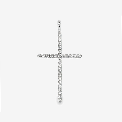 diamond cross pendant white gold