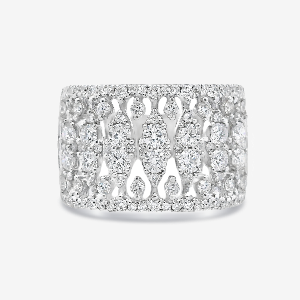 Wide Lattice Work Diamond Ring
