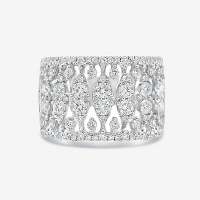 Wide Lattice Work Diamond Ring