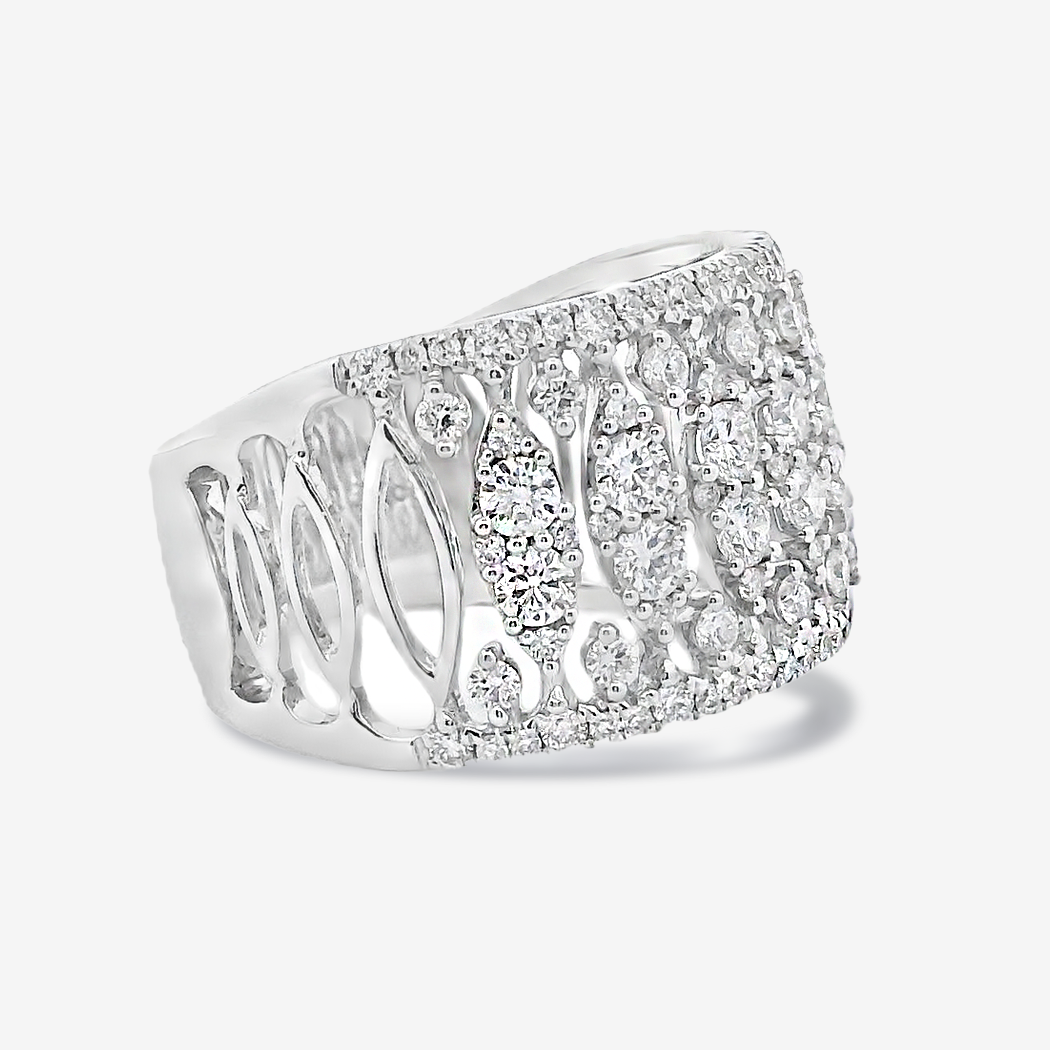 Wide Lattice Work Diamond Ring