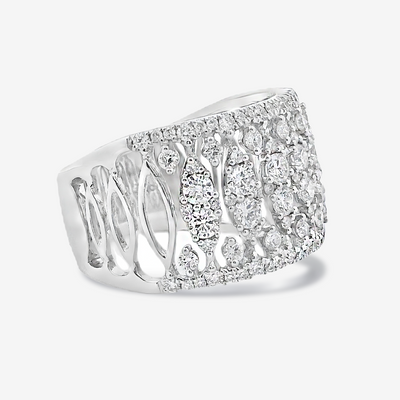 Wide Lattice Work Diamond Ring