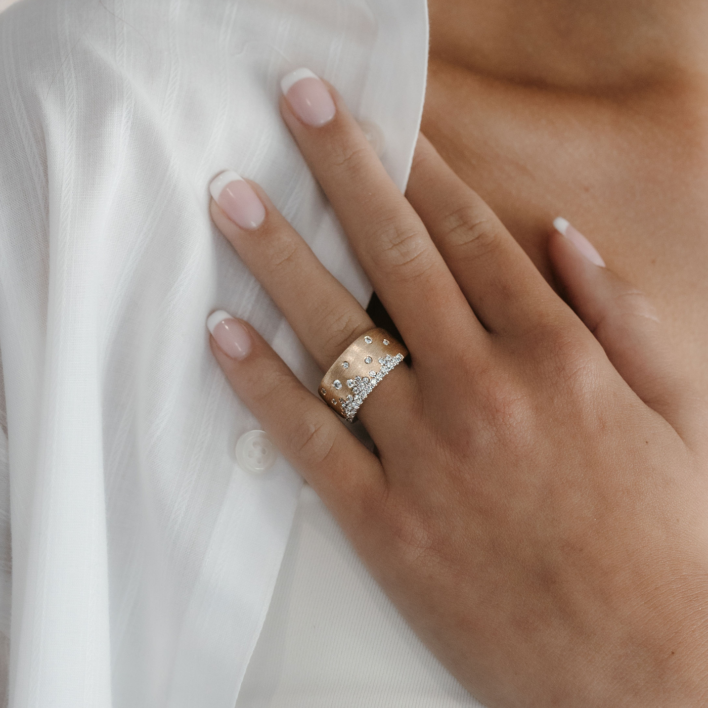 burnished diamond bubbly ring