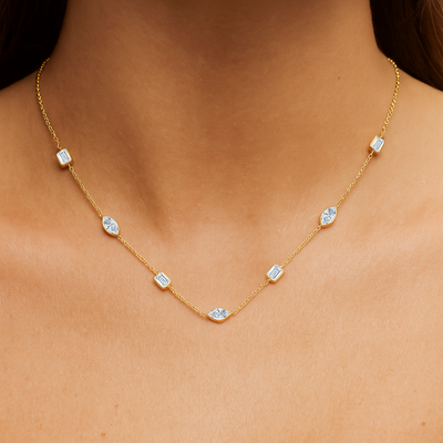 Lab Grown Diamond Bezel Set Stations Necklace