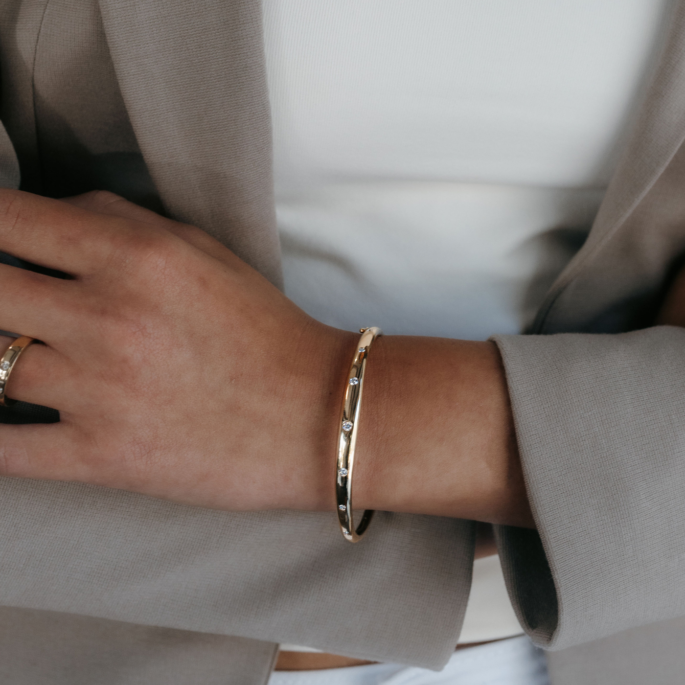 burnished diamond bangle bracelet