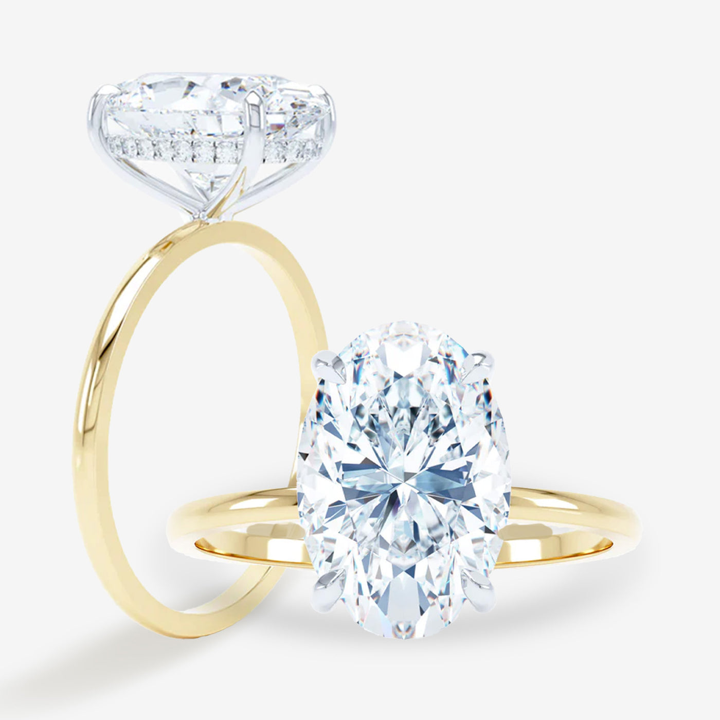 Petite Solitaire - Hidden Halo - Oval Engagement Ring