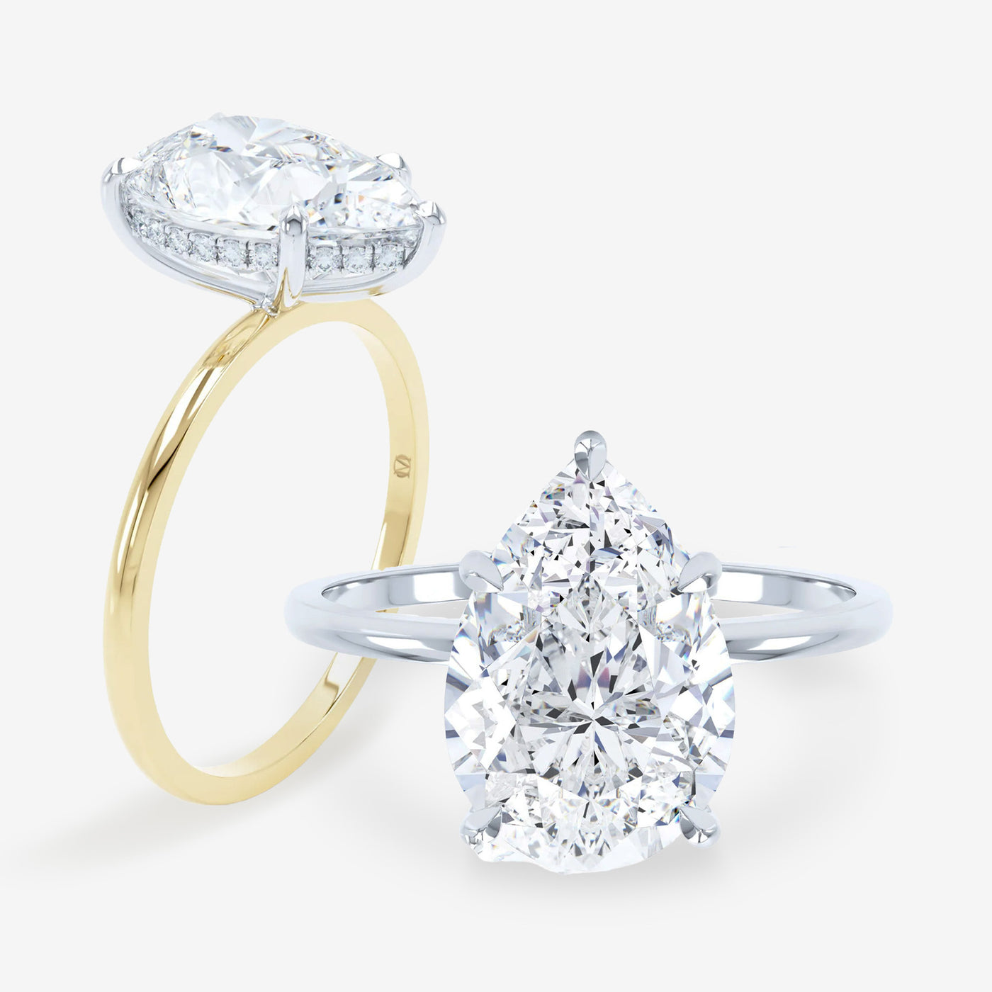 Petite Solitaire - Hidden Halo - Pear Engagement Ring