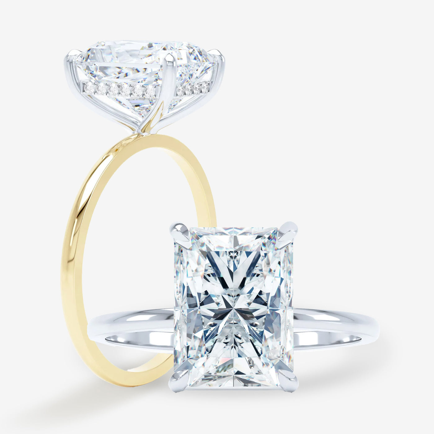Petite Solitaire - Hidden Halo - Radiant Engagement Ring