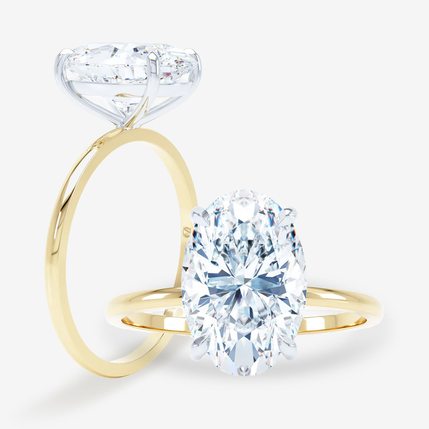 Petite Solitaire - With Rail - Oval Engagement Ring