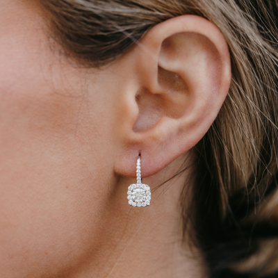 1.56ct Drop Halo Earrings