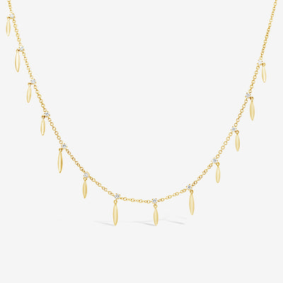 Diamond + Gold Marquise Drops Necklace