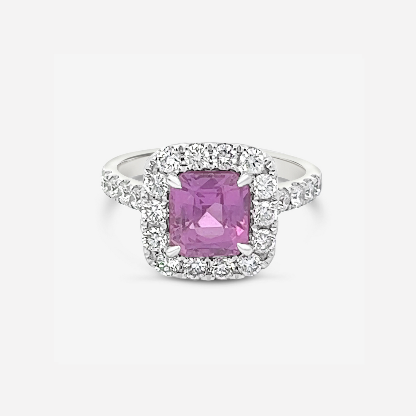 2.52ct Radiant Pink Sapphire Ring
