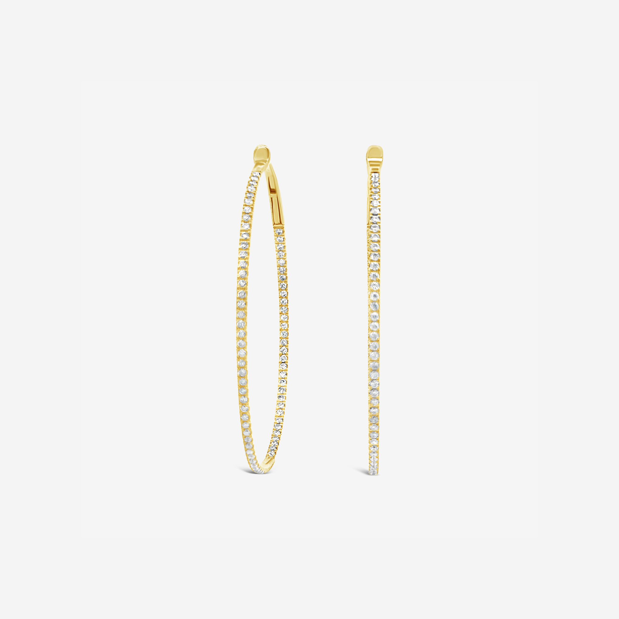 Oval Shape Inside-Out Diamond Hoop Earrings