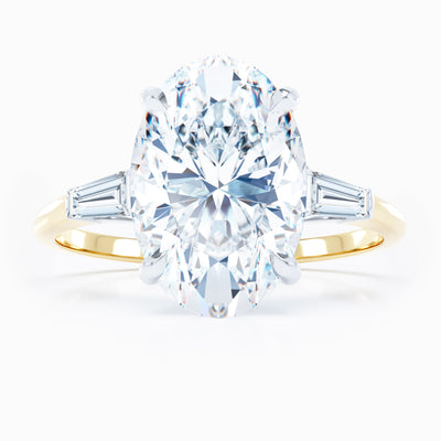 3 Stone Baguette Sides Oval Engagement Ring