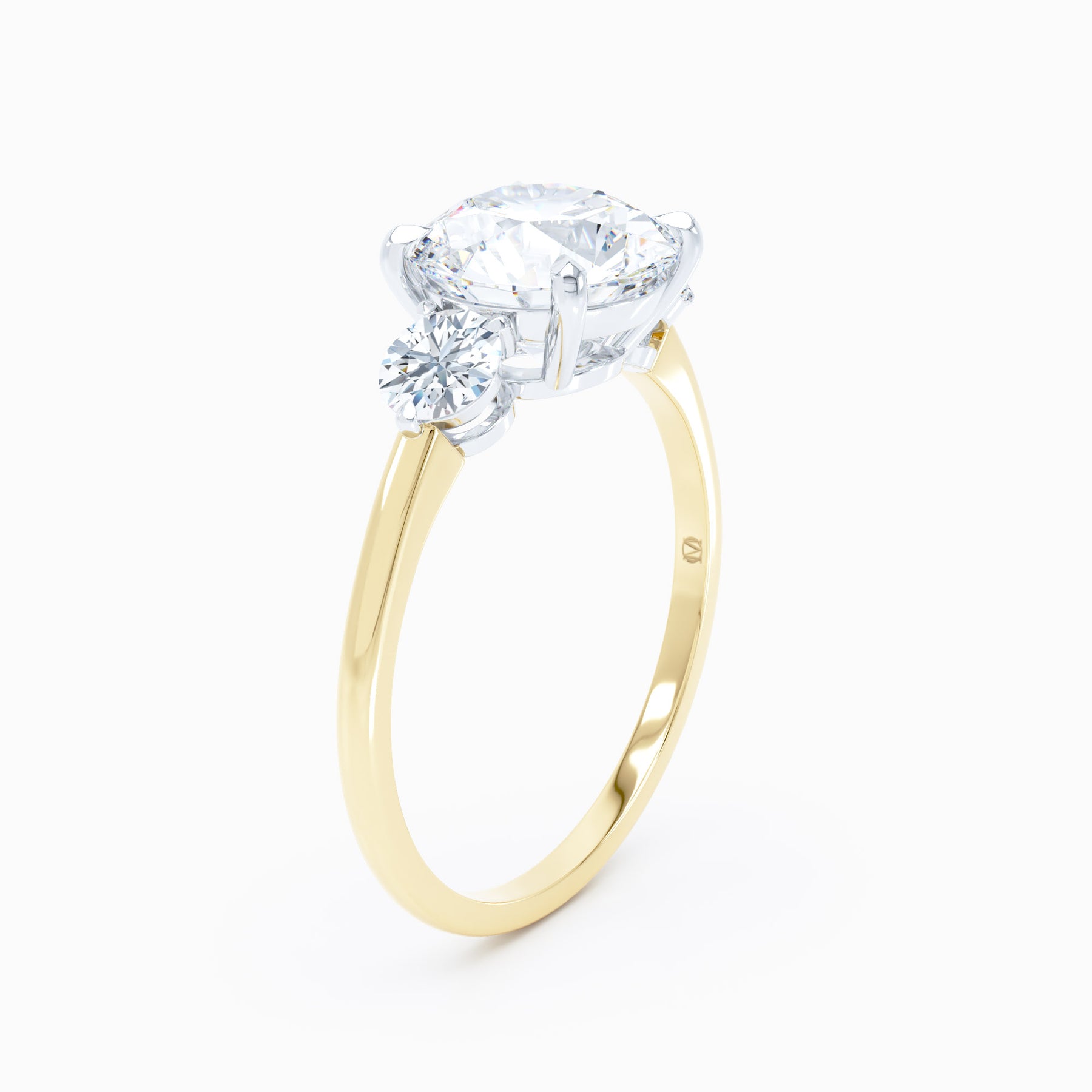 3 Stone - Round Sides - Round Engagement Ring – Mavilo