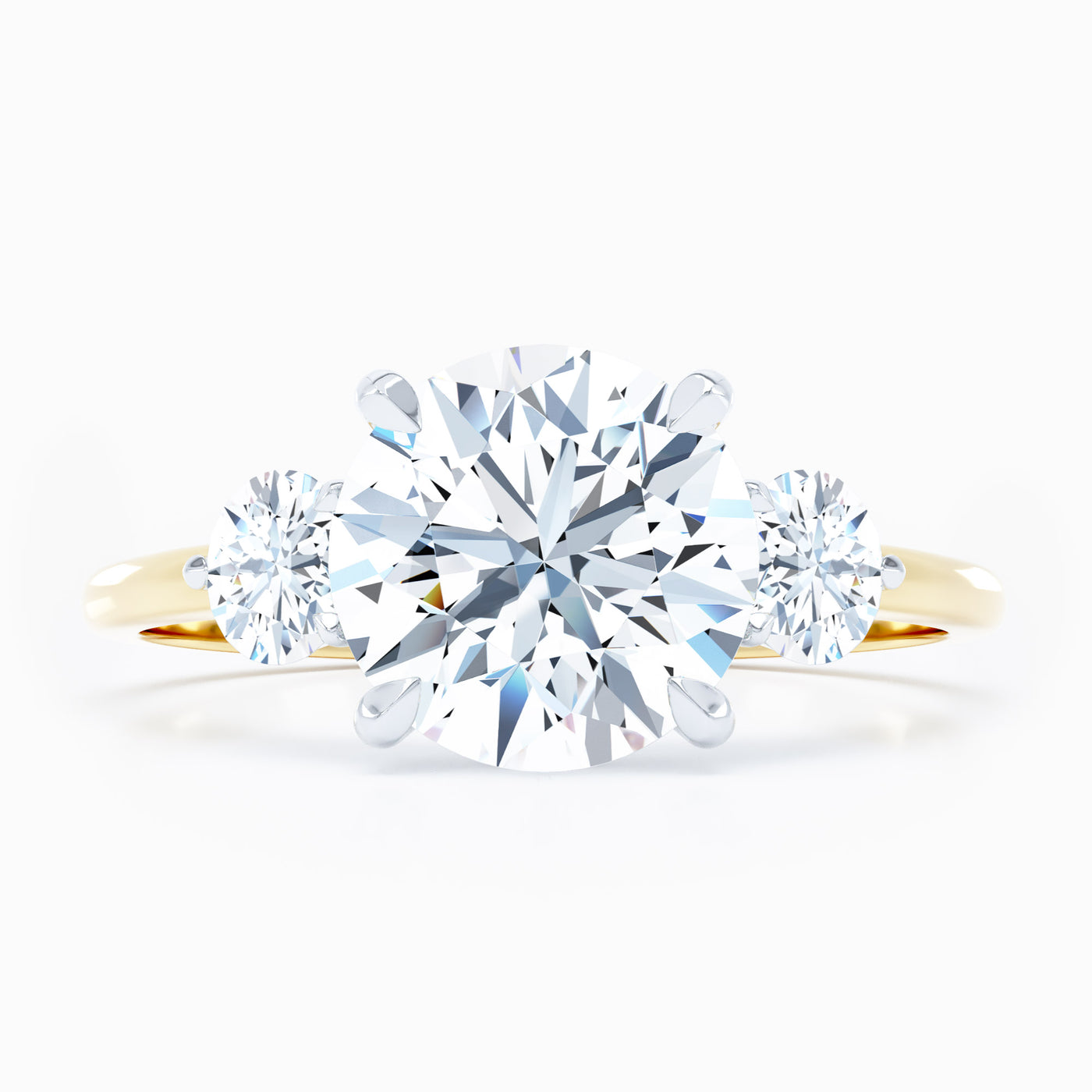 3 Stone Round Sides Round Engagement Ring