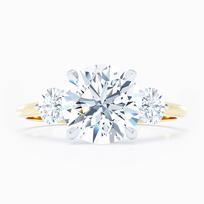 3 Stone Round Sides Round Engagement Ring