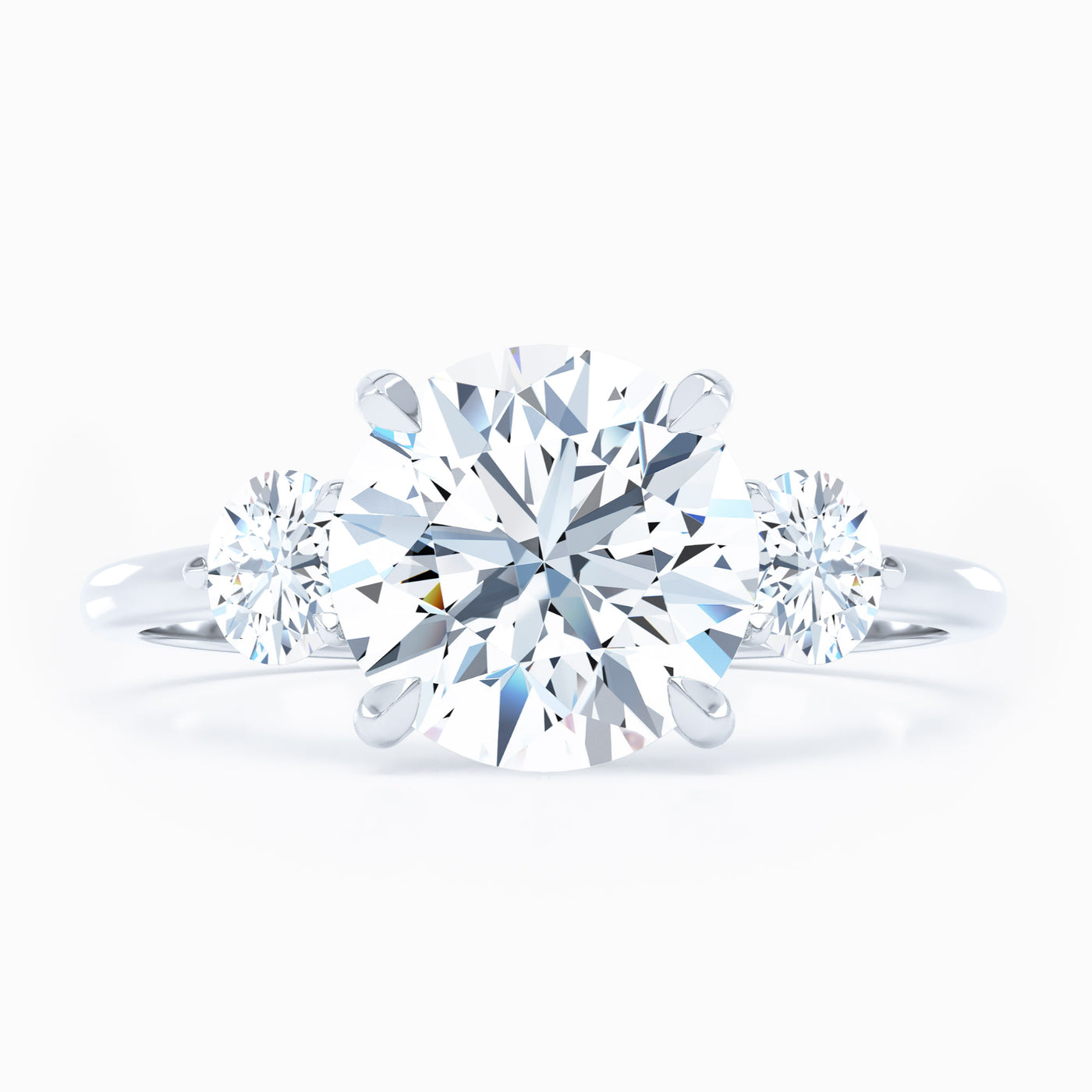 3 Stone Round Sides Round Engagement Ring