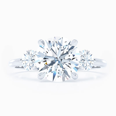 3 Stone Round Sides Round Engagement Ring