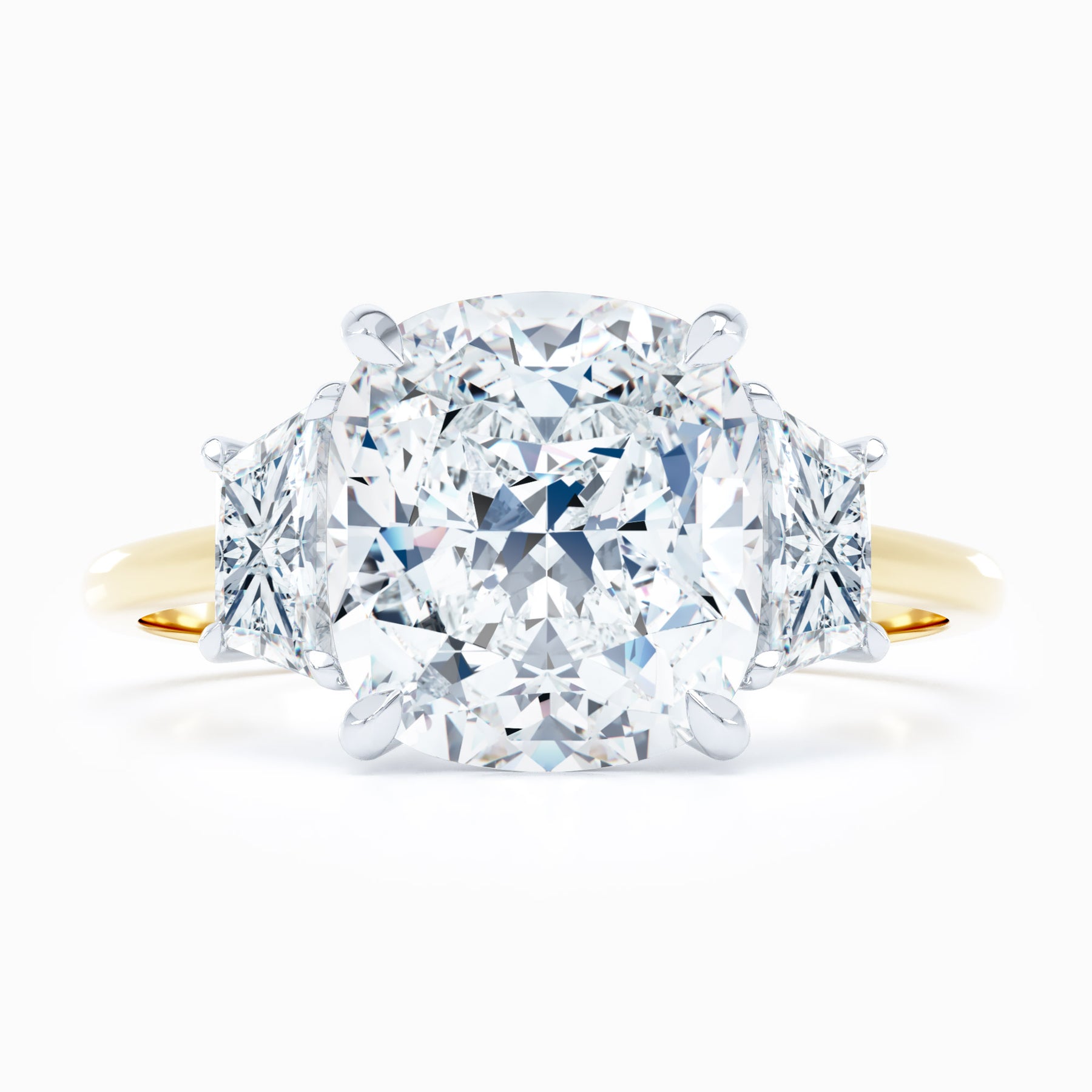 Cushion cut with trapezoid side stones on sale