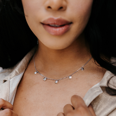 Baguette Diamond Drops Necklace