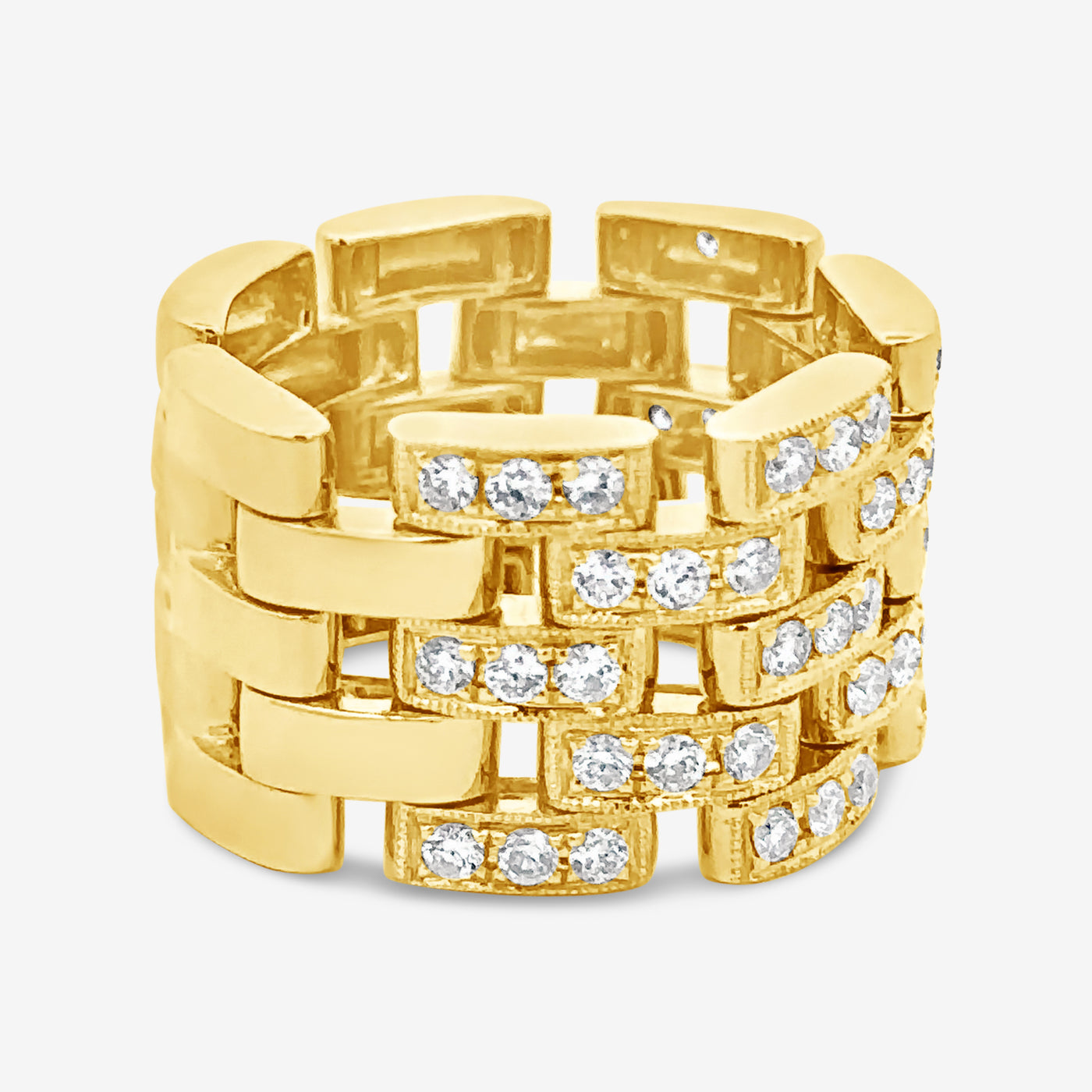 5 Row Diamond Brick Ring