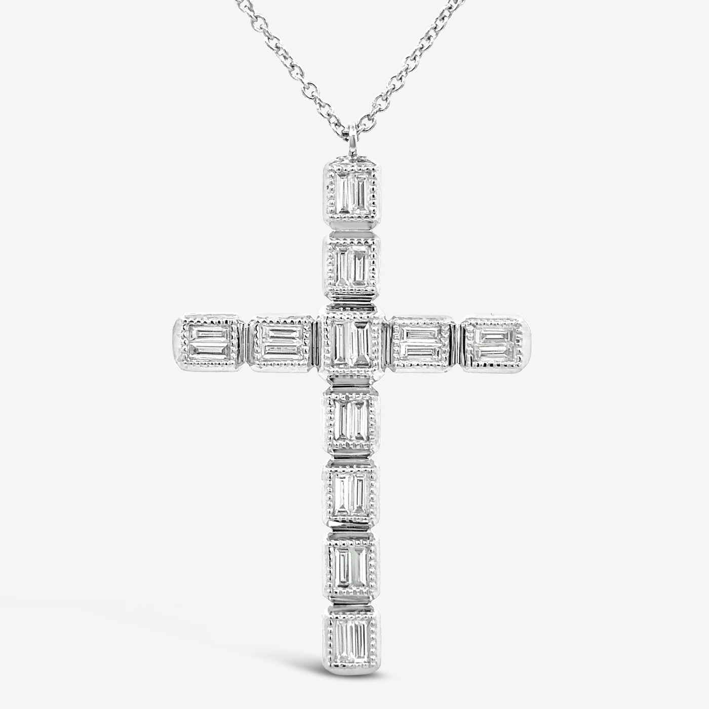Baguette Diamond Cross Necklace