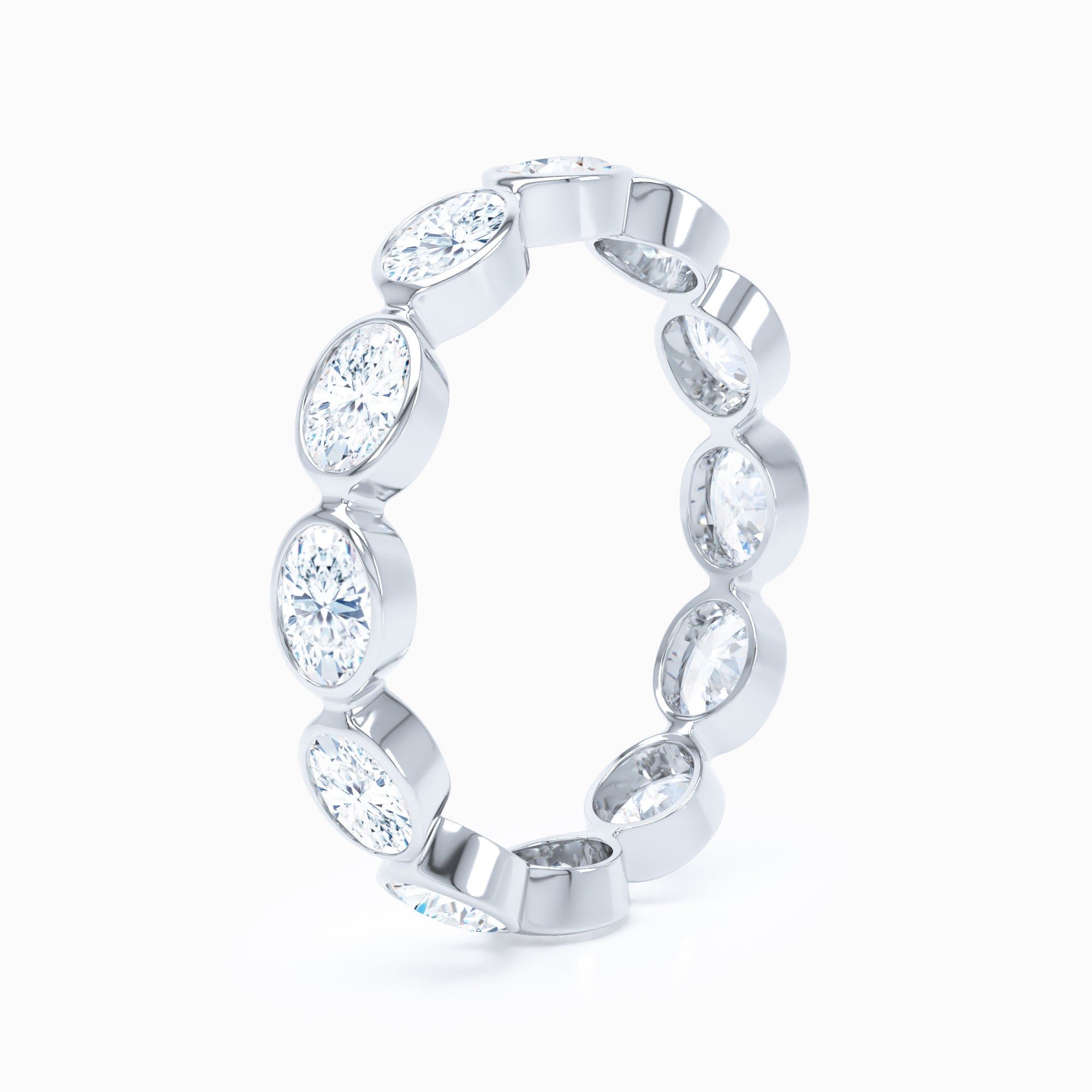 Petite Oval East West Bezel Wedding Band