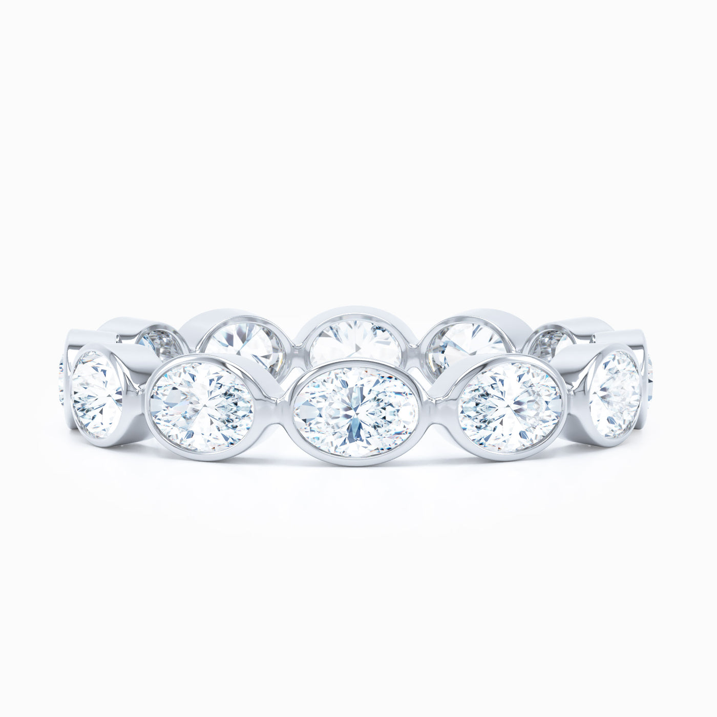 Petite Oval East West Bezel Wedding Band