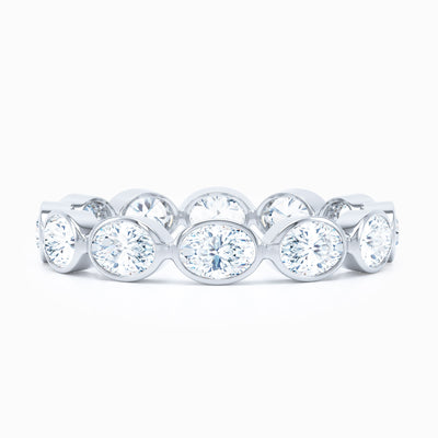 Petite Oval East West Bezel Wedding Band