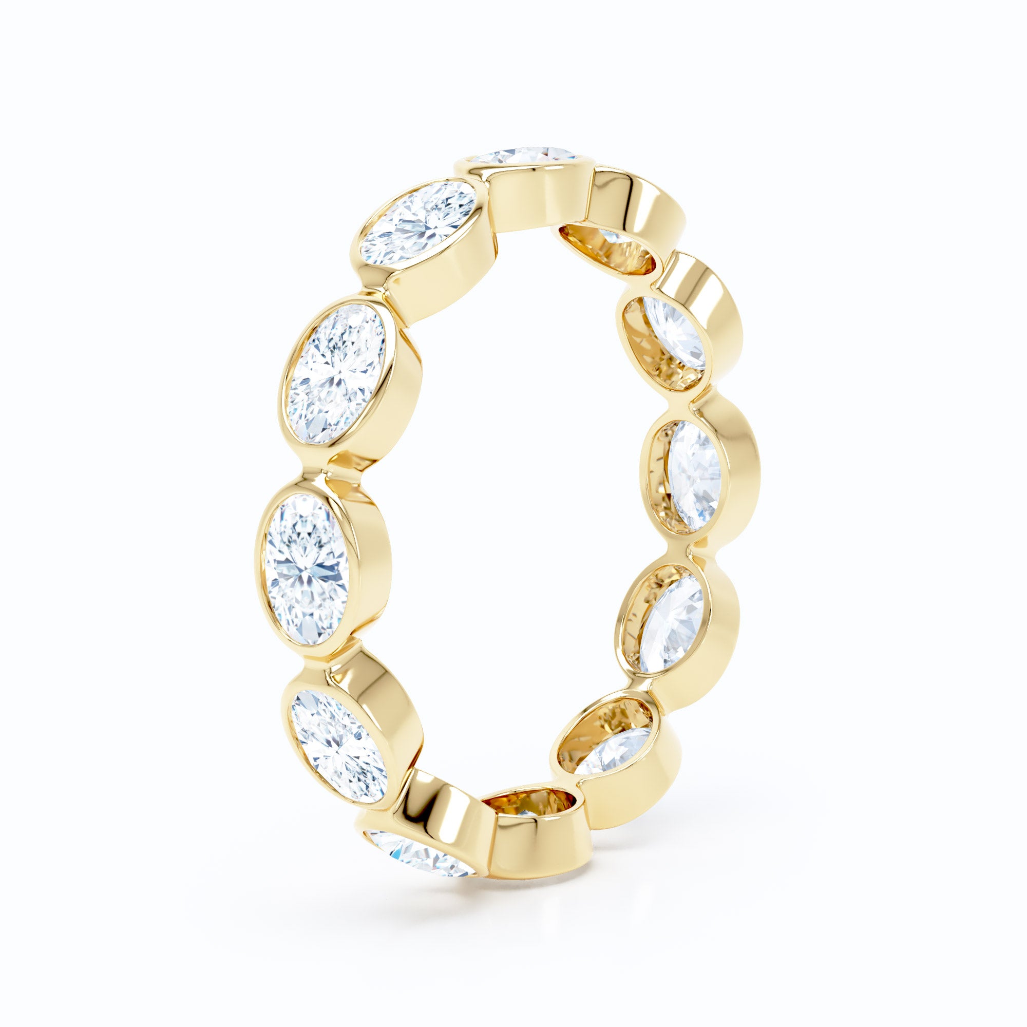 Petite Oval East West Bezel Wedding Band